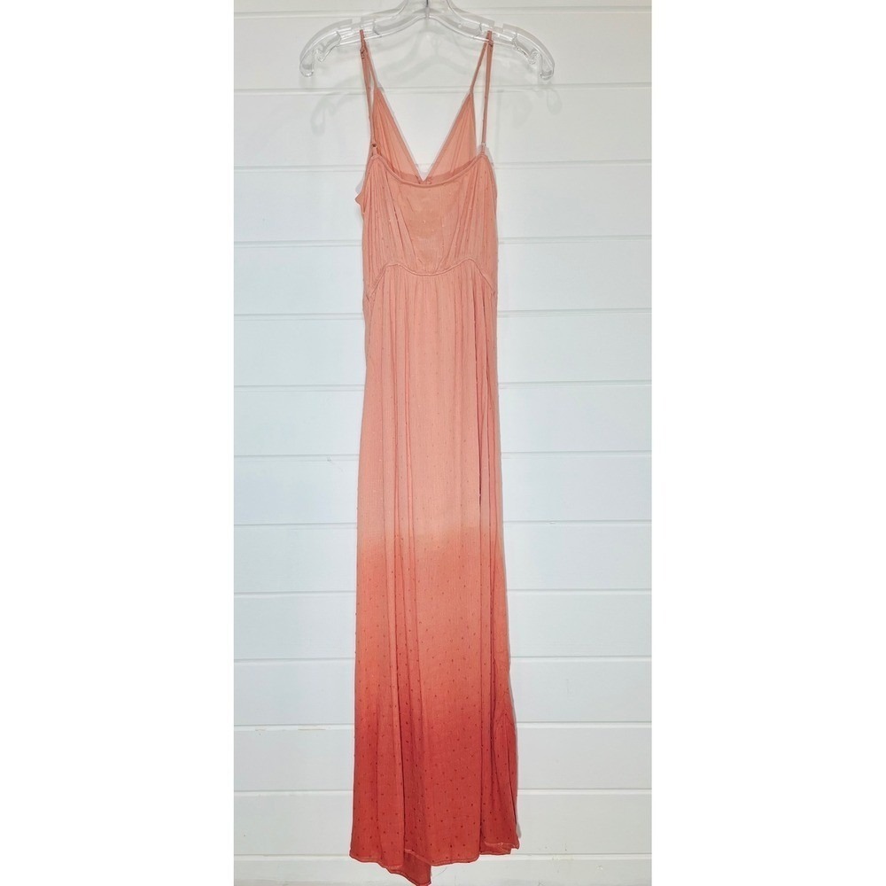 Promesa Maxi Dress Womens L Blush Orange Ombre Boho Beach Resortwear Sunset Date - Picture 5 of 7